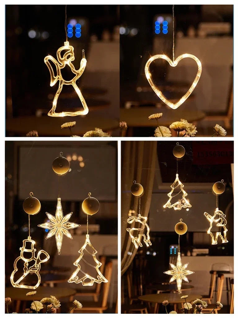 ZacheLuxe™ Celestial Glow: Luminous Floating Window Silhouette Ornaments