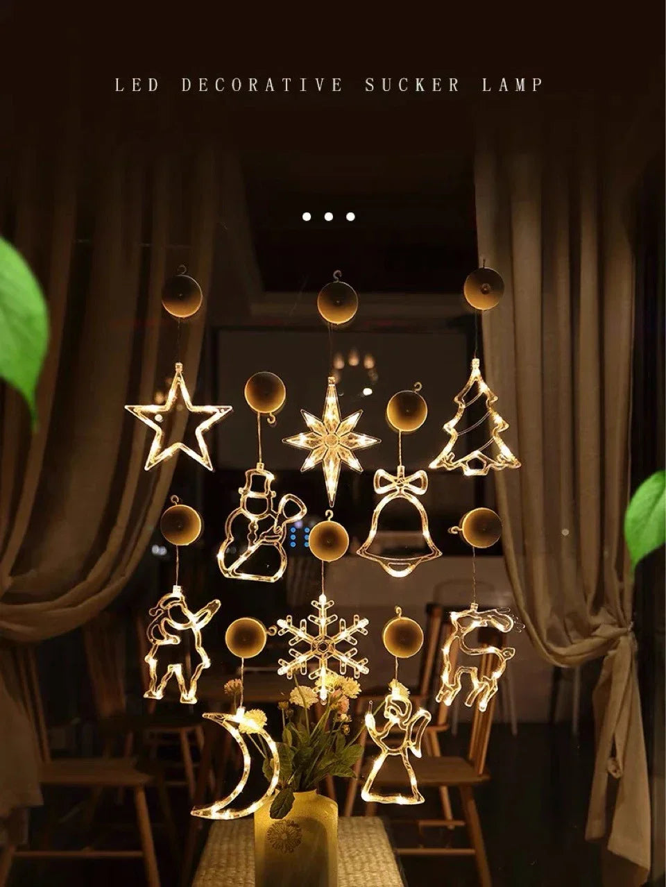 ZacheLuxe™ Celestial Glow: Luminous Floating Window Silhouette Ornaments