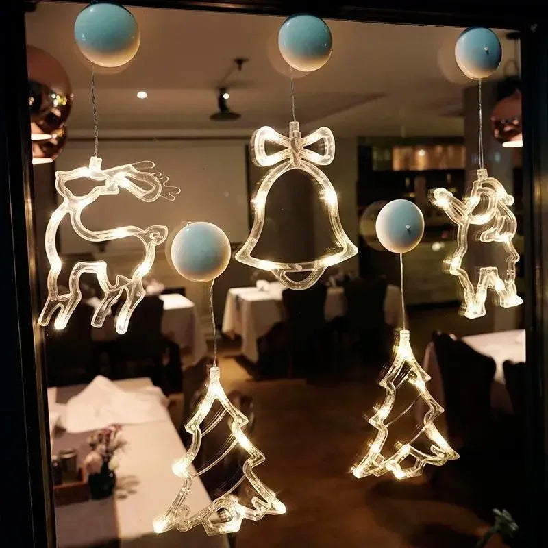 ZacheLuxe™ Celestial Glow: Luminous Floating Window Silhouette Ornaments