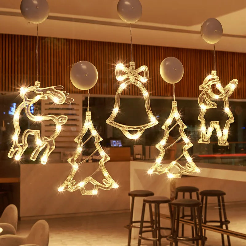 ZacheLuxe™ Celestial Glow: Luminous Floating Window Silhouette Ornaments