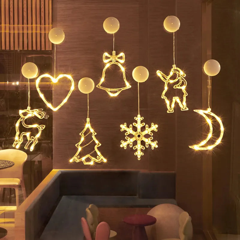 ZacheLuxe™ Celestial Glow: Luminous Floating Window Silhouette Ornaments